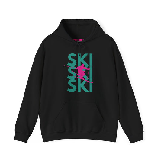 SKI SKI SKI Pink Skier  Hoodie Sweatshirt