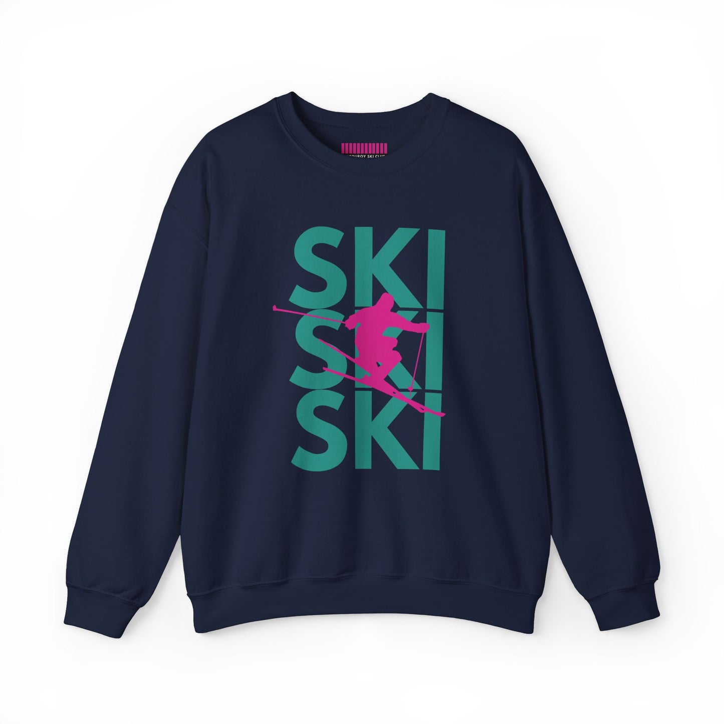 SKI SKI SKI Pink Skier Crewneck Sweatshirt