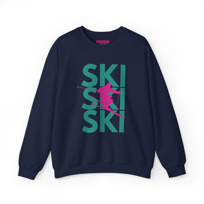 SKI SKI SKI Pink Skier Crewneck Sweatshirt
