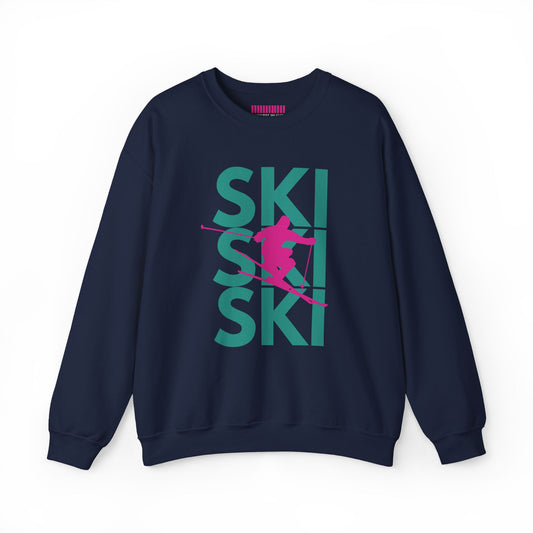 SKI SKI SKI Pink Skier Crewneck Sweatshirt