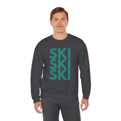 SKI SKI SKI teal blue Crewneck Sweatshirt