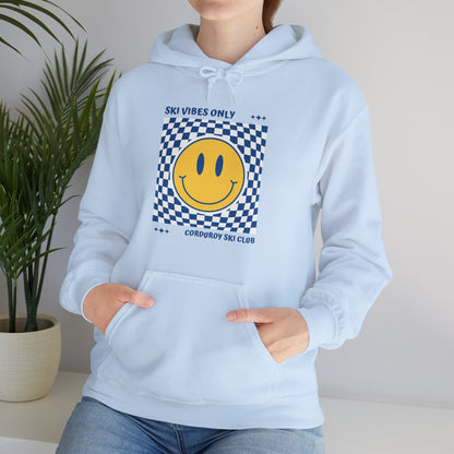 Ski Vibes Only Yellow Smiley Face Hoodie Sweatshirt