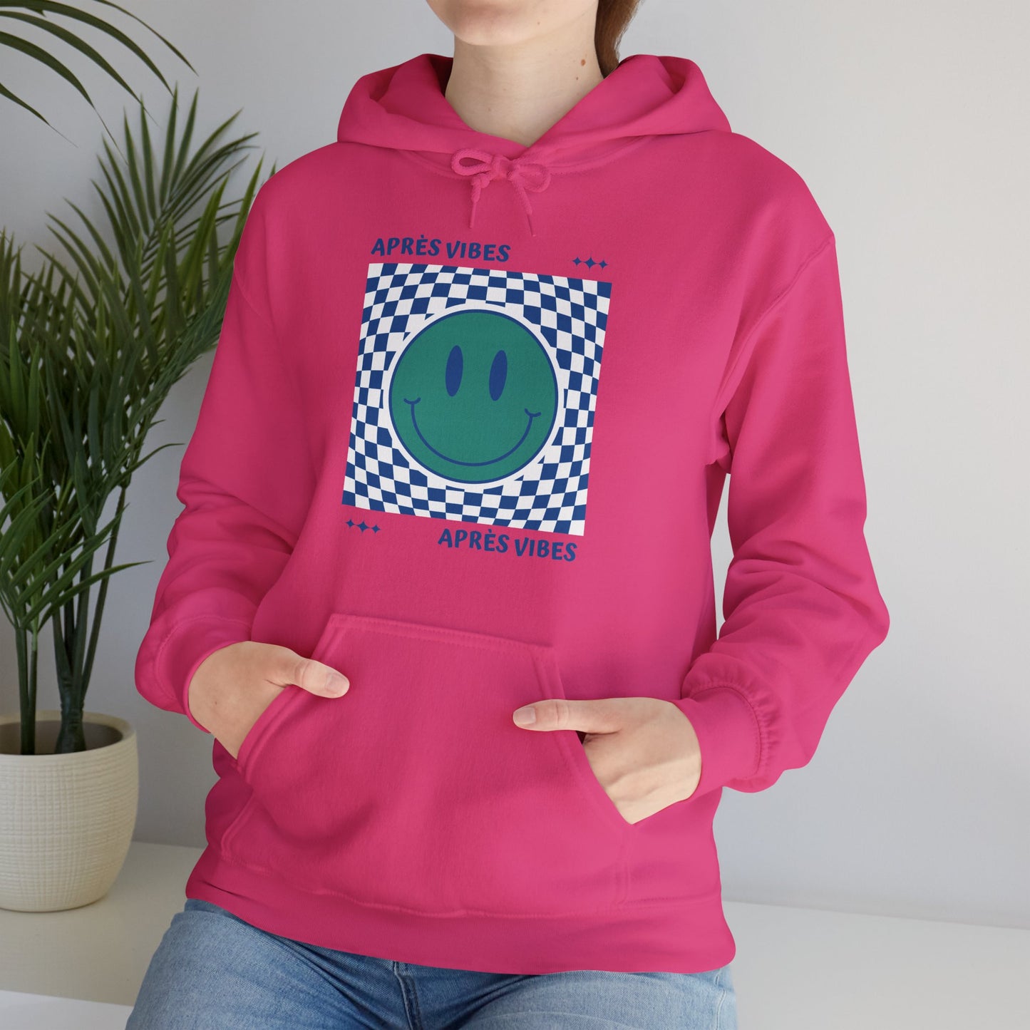 Après Vibes Teal Smiley Face Hoodie Sweatshirt