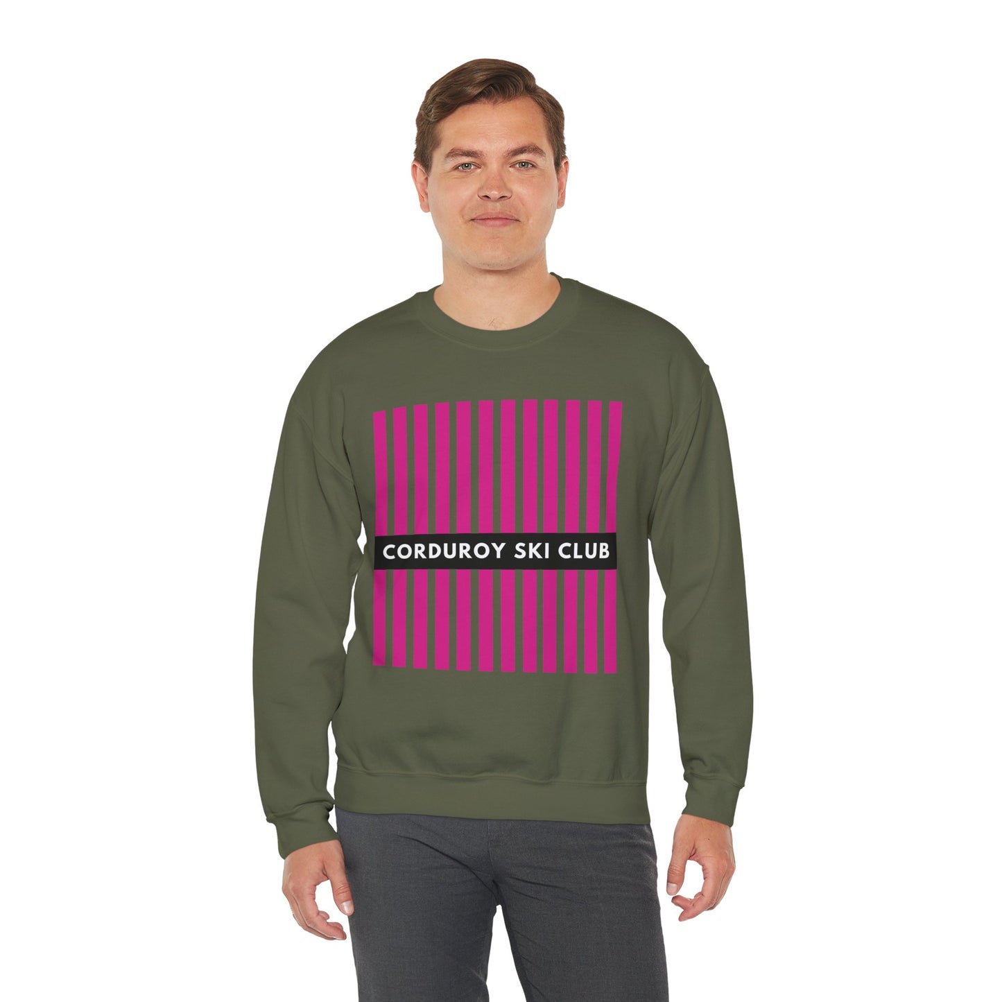 Corduroy Ski Club Pink logo Crewneck Sweatshirt