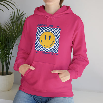 Ski Vibes Only Yellow Smiley Face Hoodie Sweatshirt