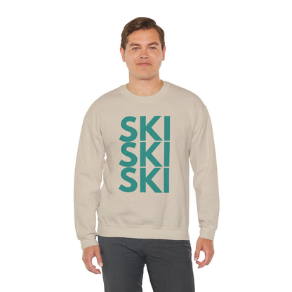 SKI SKI SKI teal blue Crewneck Sweatshirt