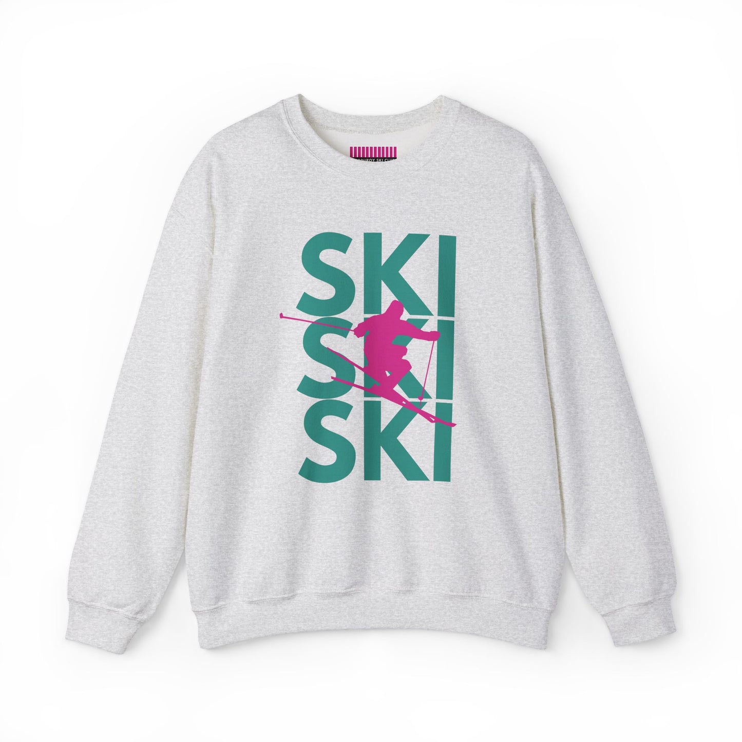 SKI SKI SKI Pink Skier Crewneck Sweatshirt