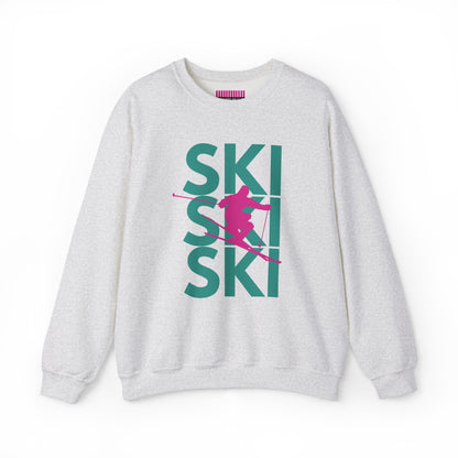 SKI SKI SKI Pink Skier Crewneck Sweatshirt