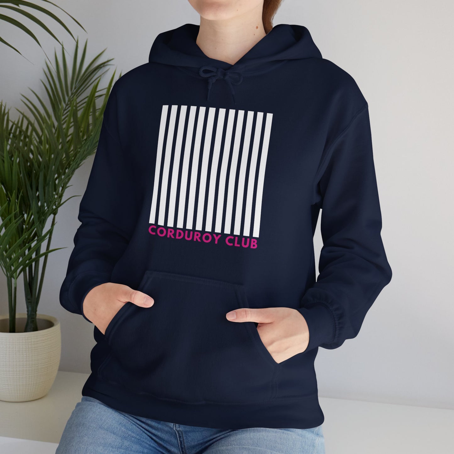 Corduroy Club White Logo Hoodie Sweatshirt