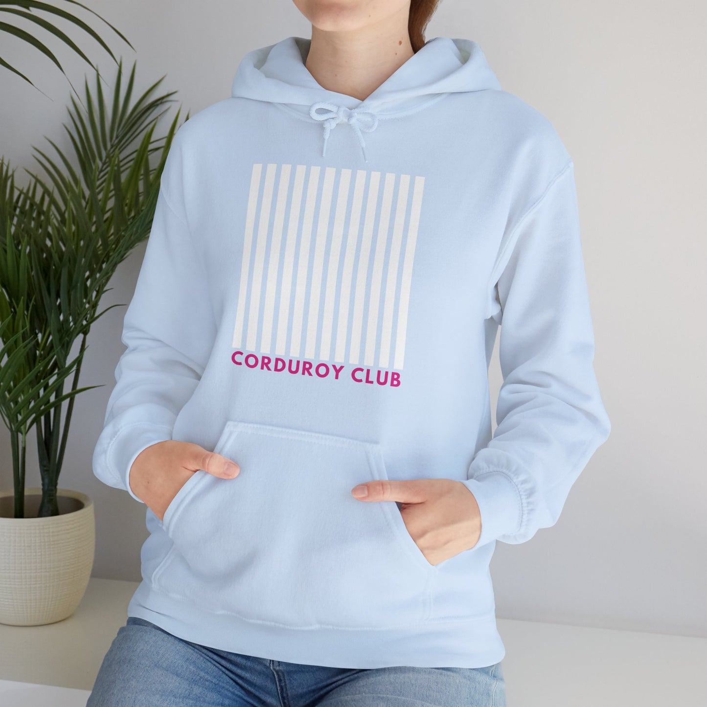 Corduroy Club White Logo Hoodie Sweatshirt