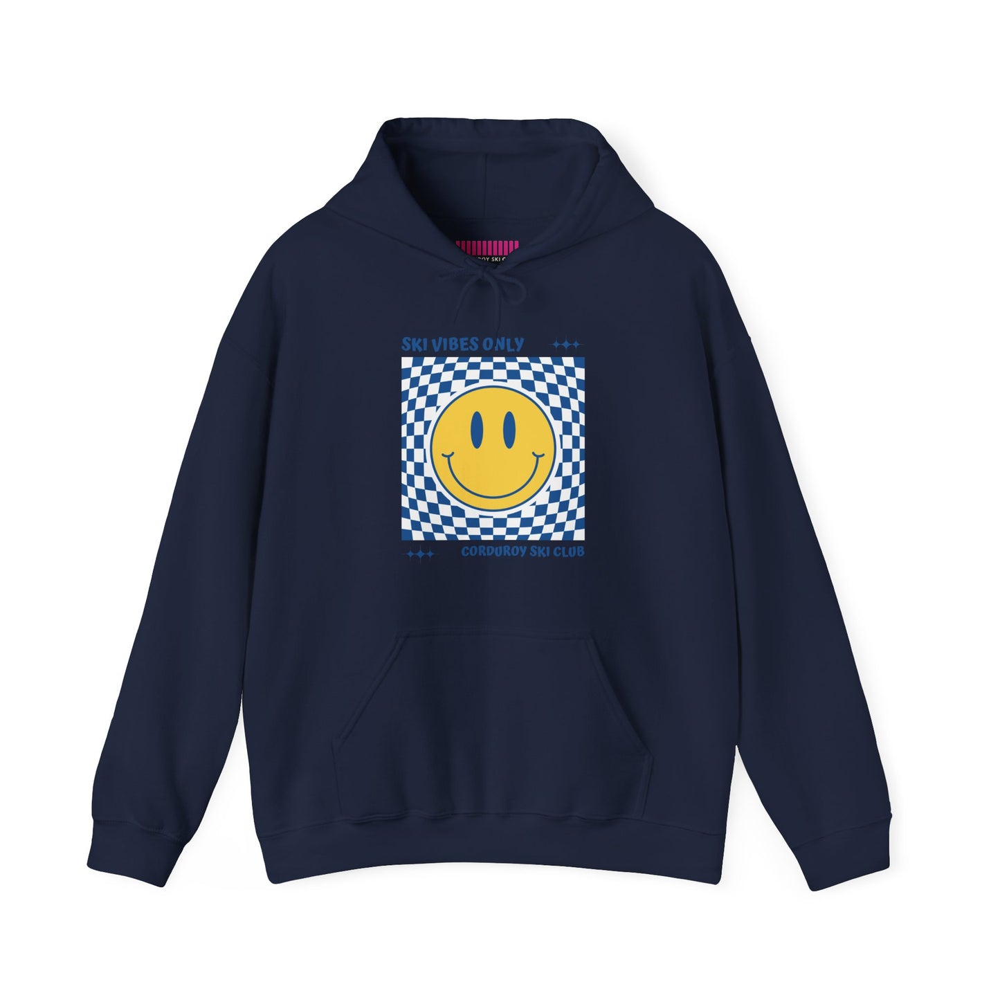 Ski Vibes Only Yellow Smiley Face Hoodie Sweatshirt