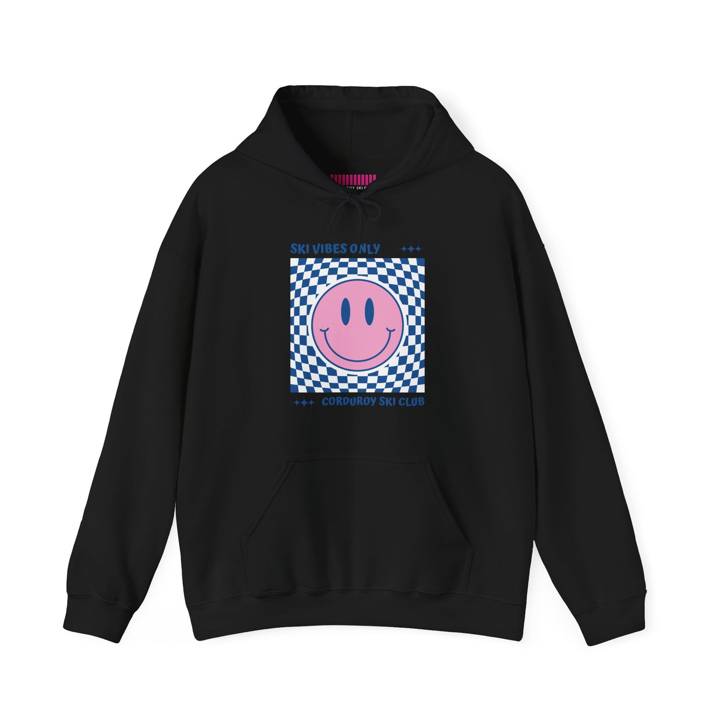 Ski Vibes Only Pink Smiley Face Hoodie Sweatshirt
