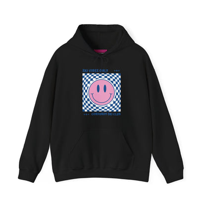 Ski Vibes Only Pink Smiley Face Hoodie Sweatshirt
