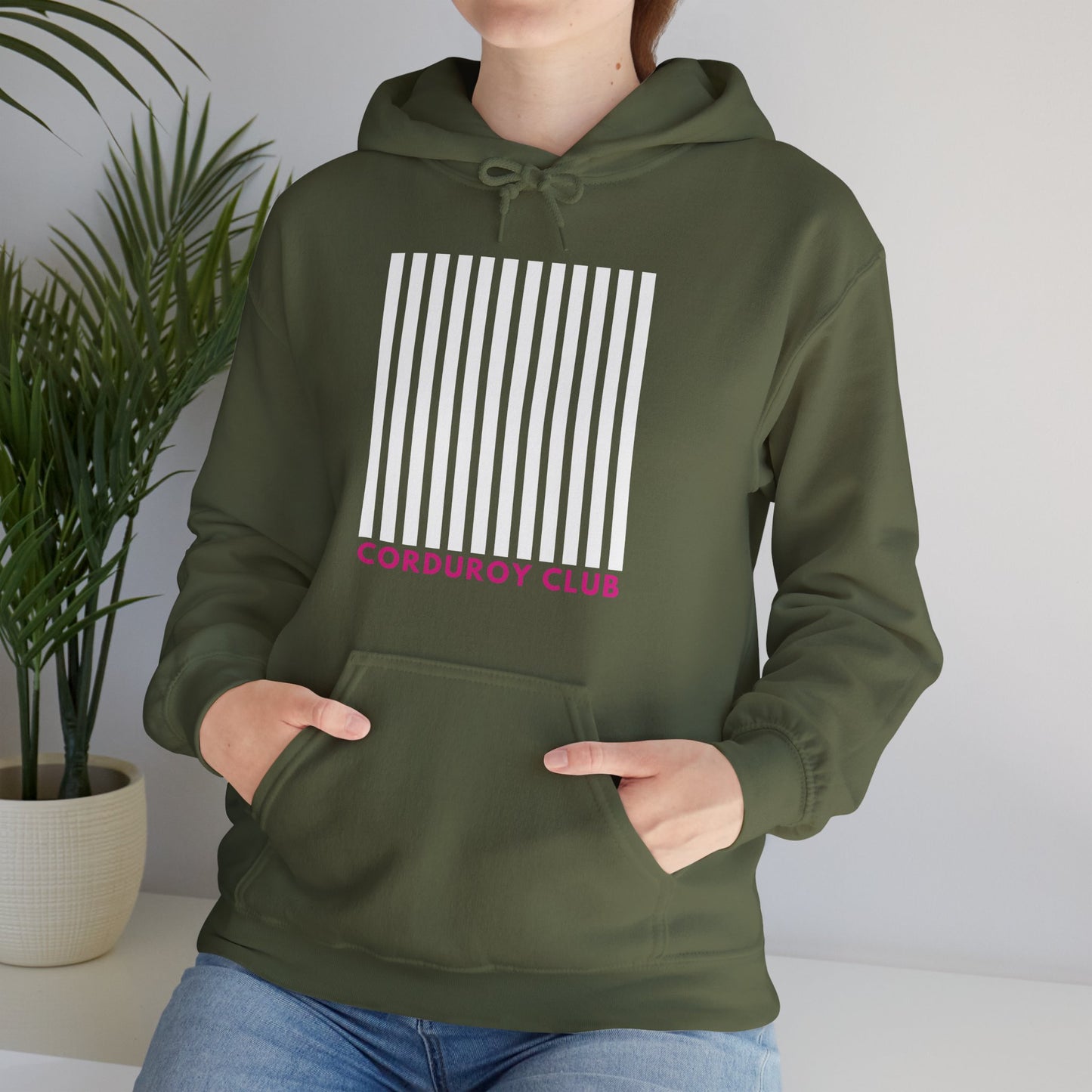 Corduroy Club White Logo Hoodie Sweatshirt
