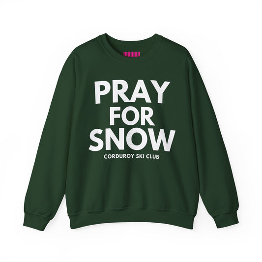 Pray For Snow Corduroy Ski Club Crewneck Sweatshirt