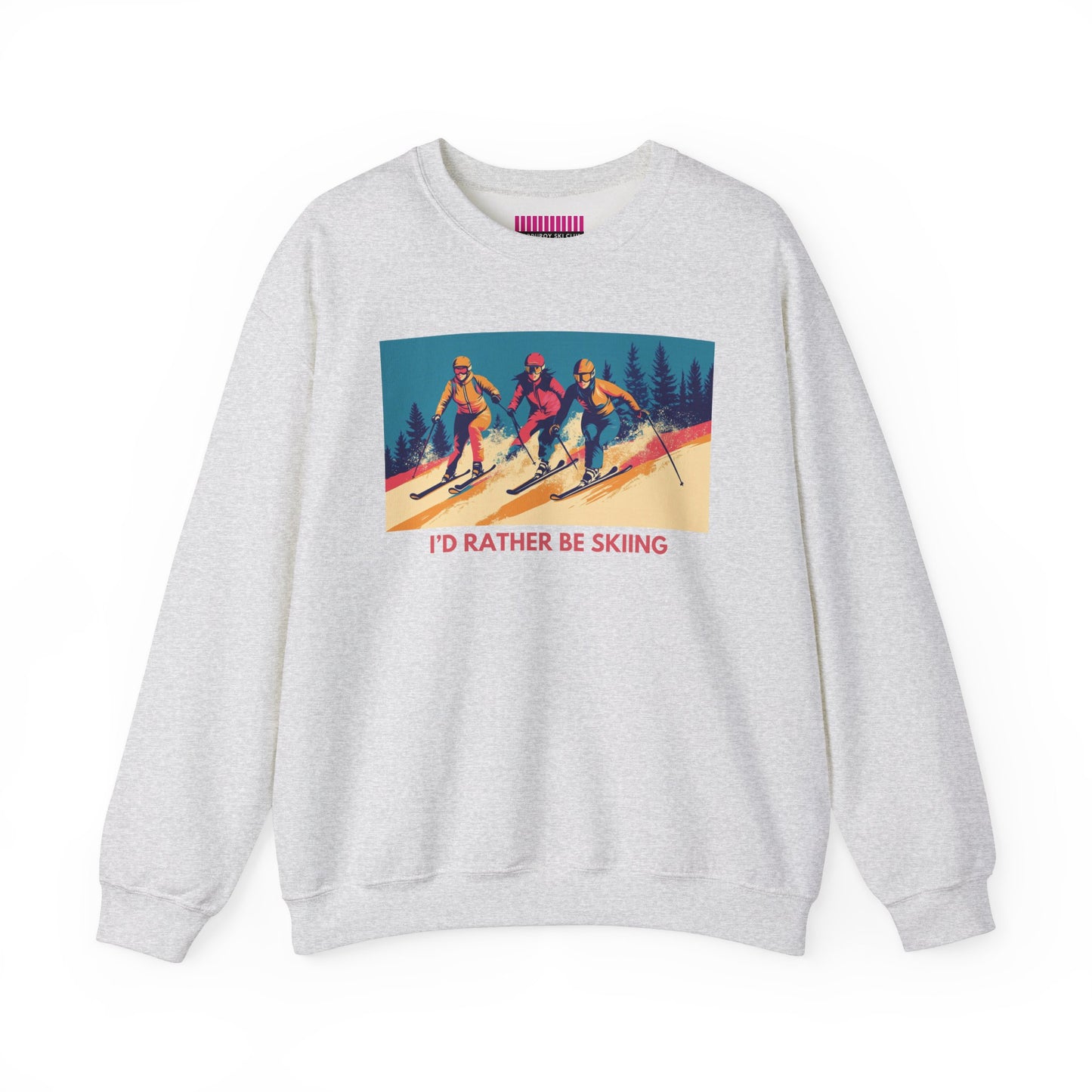 Three Skiers I'd Rather be Skiing Crewneck Sweatshirt