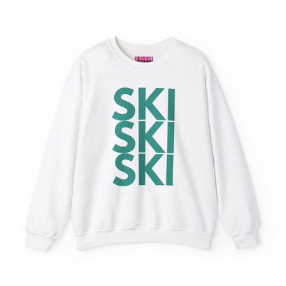 SKI SKI SKI teal blue Crewneck Sweatshirt