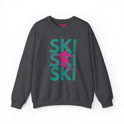 SKI SKI SKI Pink Skier Crewneck Sweatshirt