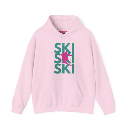 SKI SKI SKI Pink Skier  Hoodie Sweatshirt