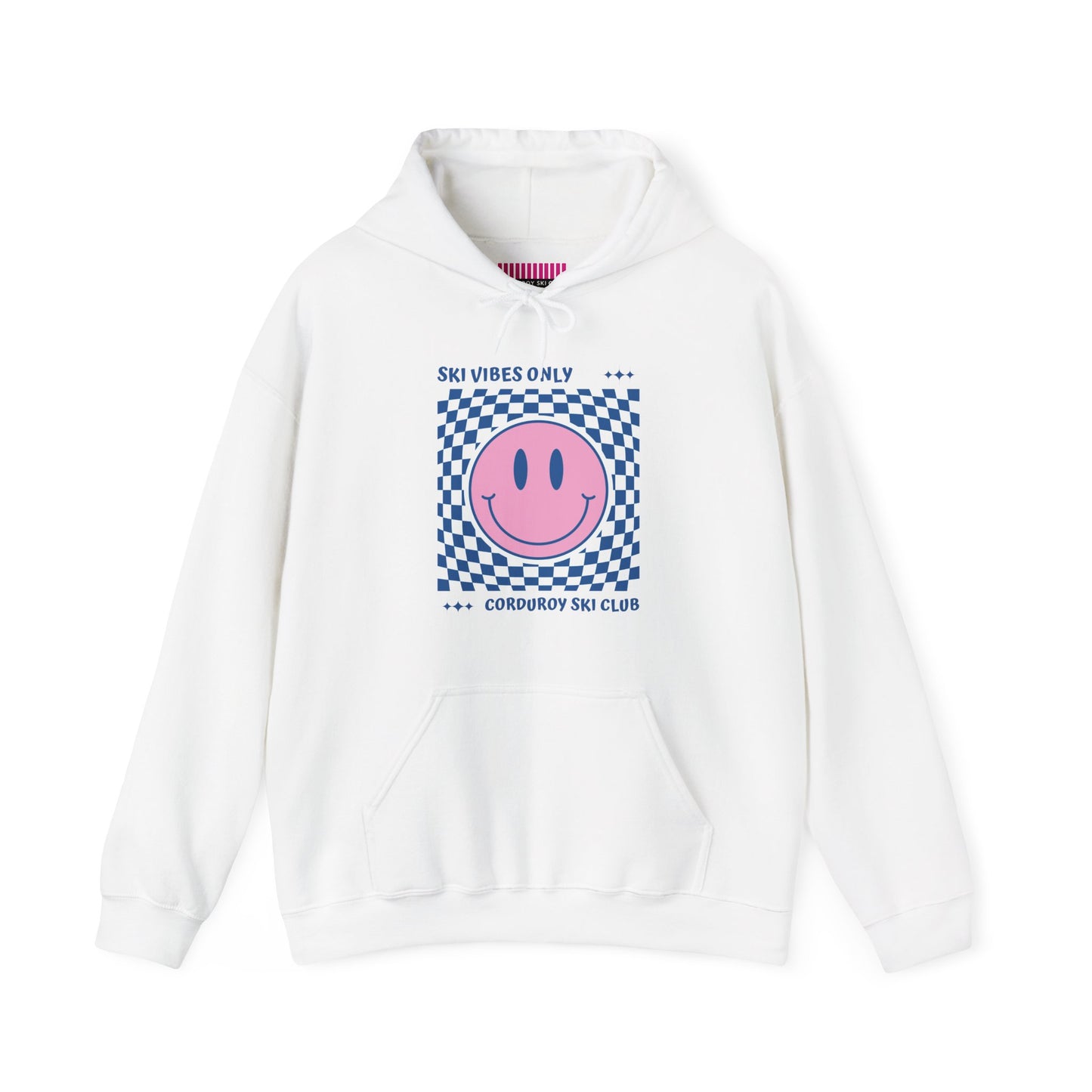 Ski Vibes Only Pink Smiley Face Hoodie Sweatshirt