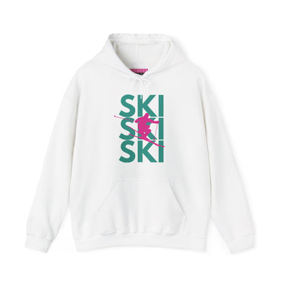 SKI SKI SKI Pink Skier  Hoodie Sweatshirt