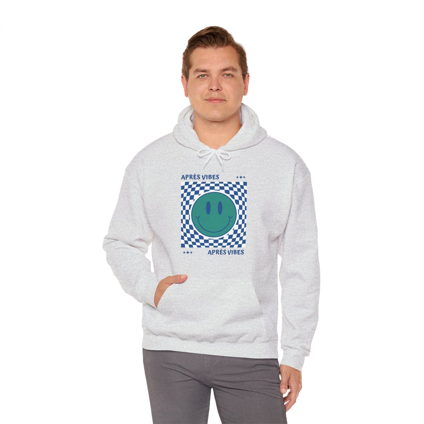 Après Vibes Teal Smiley Face Hoodie Sweatshirt