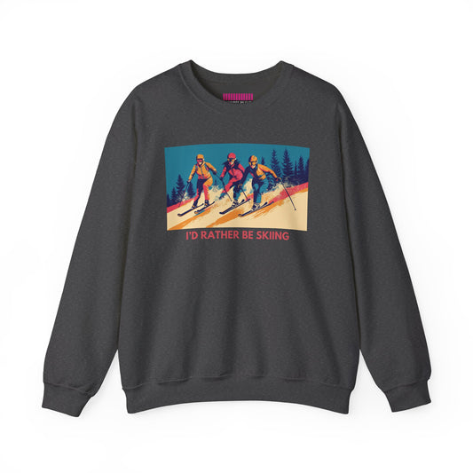 Three Skiers I'd Rather be Skiing Crewneck Sweatshirt