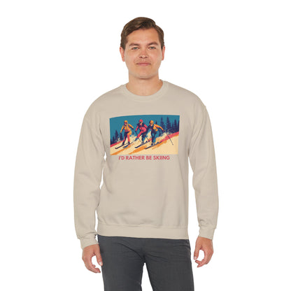 Three Skiers I'd Rather be Skiing Crewneck Sweatshirt