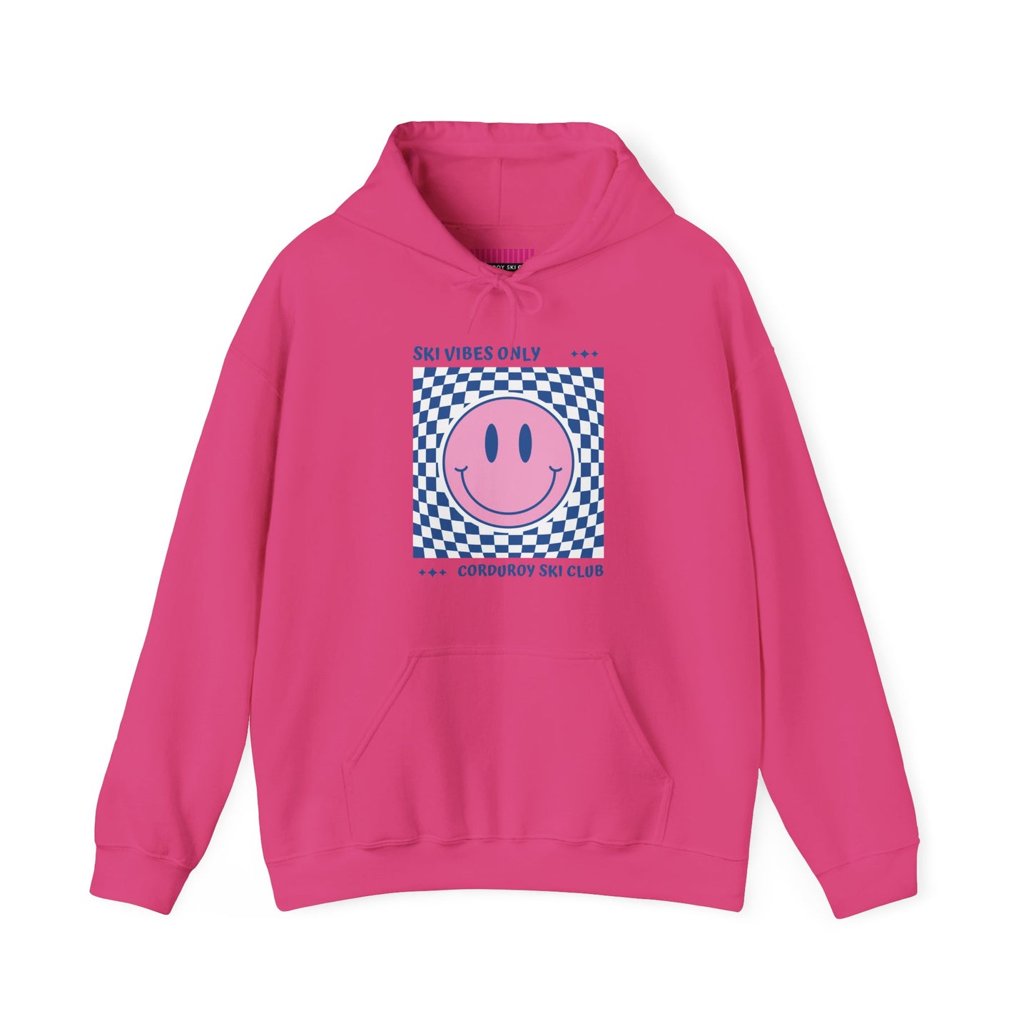 Ski Vibes Only Pink Smiley Face Hoodie Sweatshirt