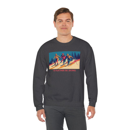 Three Skiers I'd Rather be Skiing Crewneck Sweatshirt