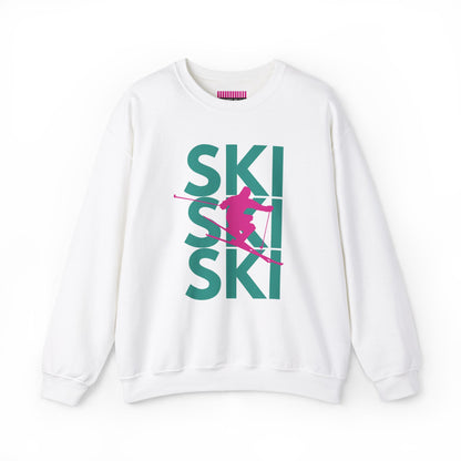 SKI SKI SKI Pink Skier Crewneck Sweatshirt