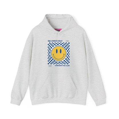 Ski Vibes Only Yellow Smiley Face Hoodie Sweatshirt