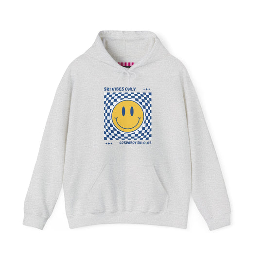 Ski Vibes Only Yellow Smiley Face Hoodie Sweatshirt