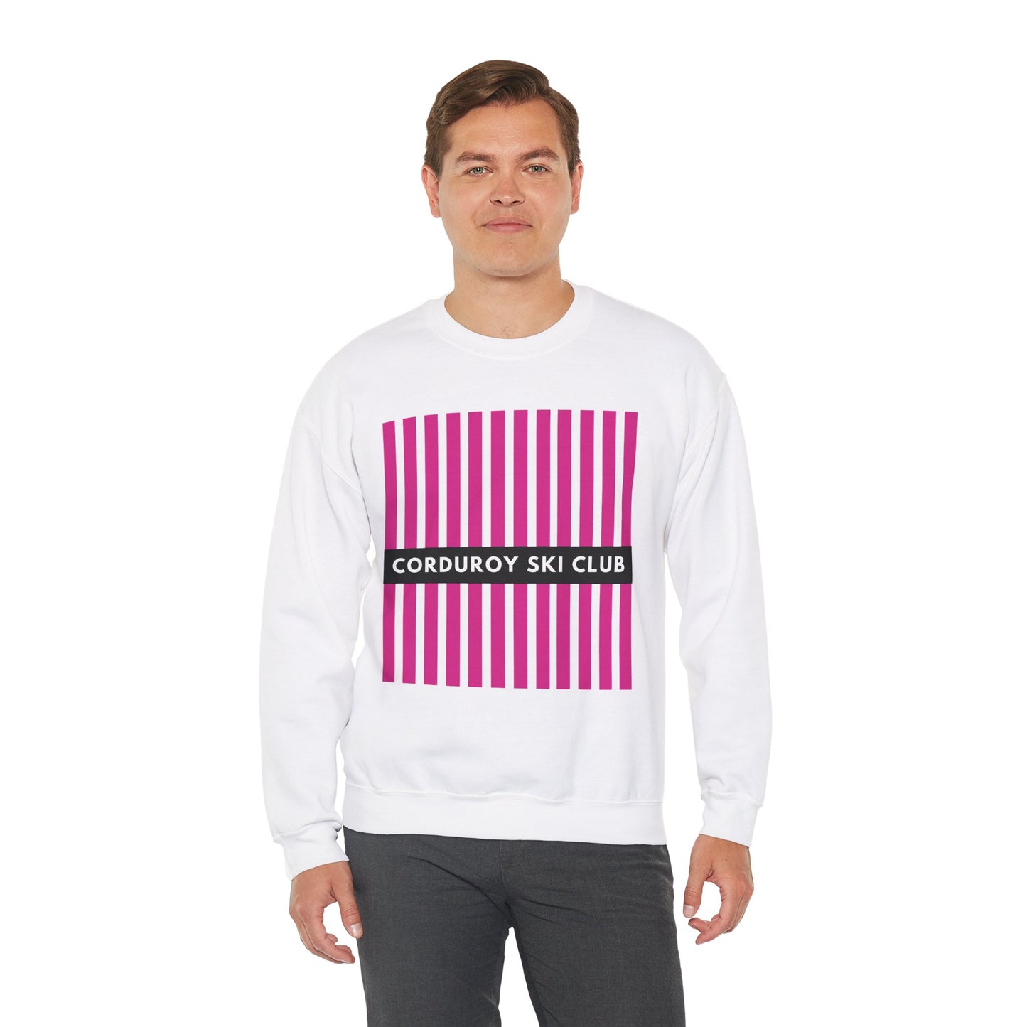 Corduroy Ski Club Pink logo Crewneck Sweatshirt