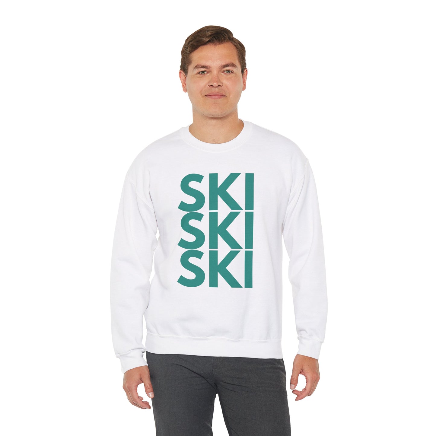 SKI SKI SKI teal blue Crewneck Sweatshirt