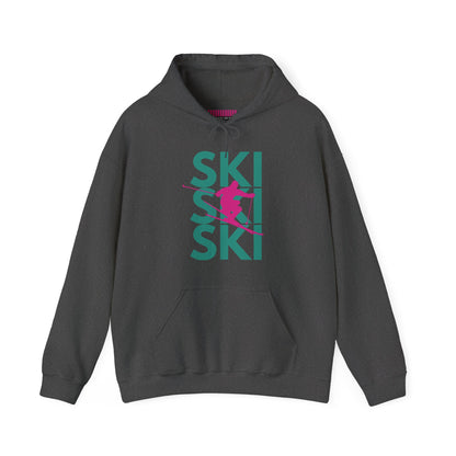 SKI SKI SKI Pink Skier  Hoodie Sweatshirt