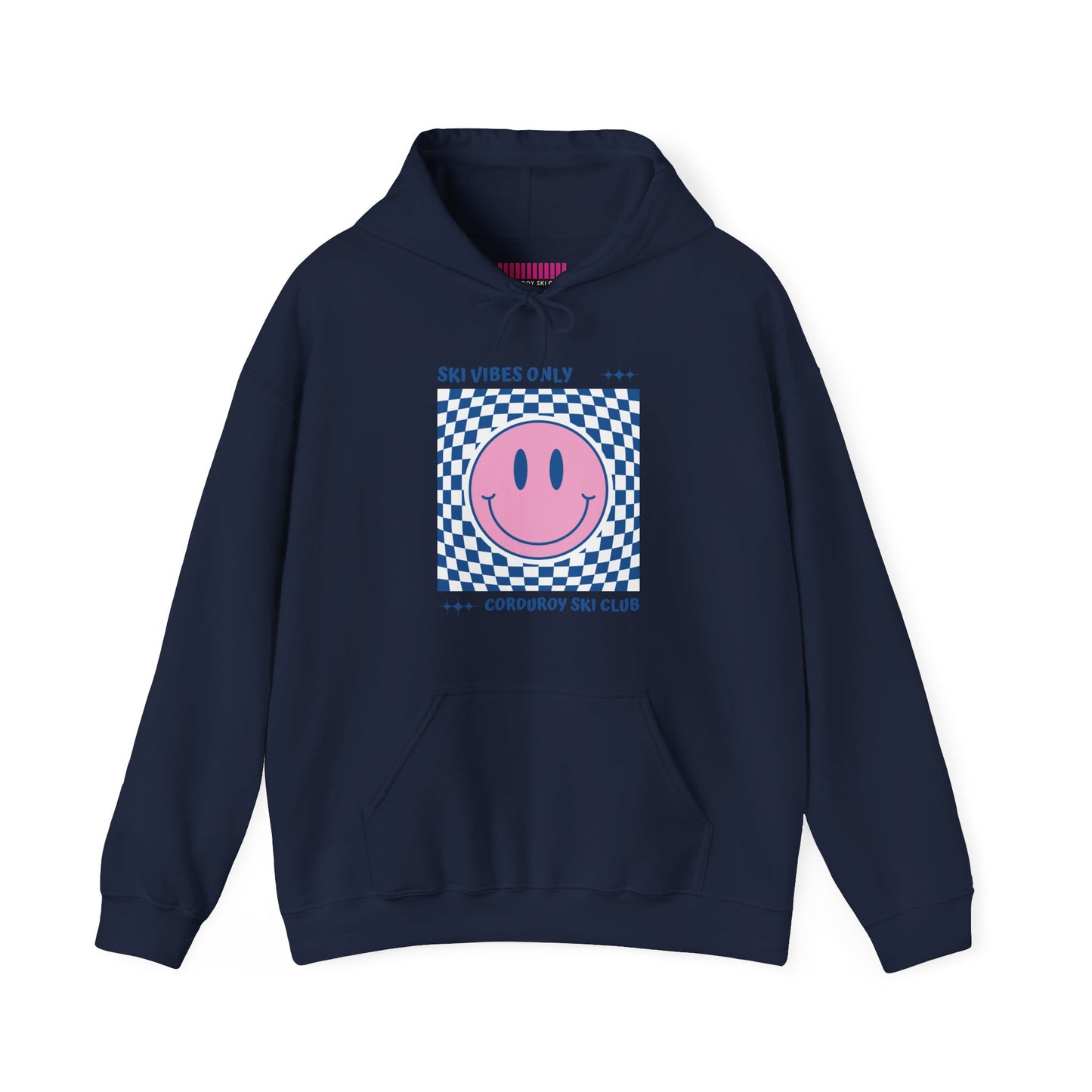 Ski Vibes Only Pink Smiley Face Hoodie Sweatshirt