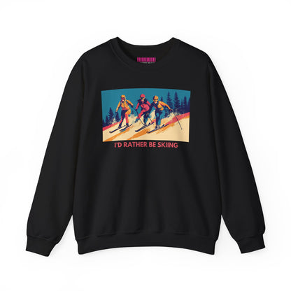 Three Skiers I'd Rather be Skiing Crewneck Sweatshirt