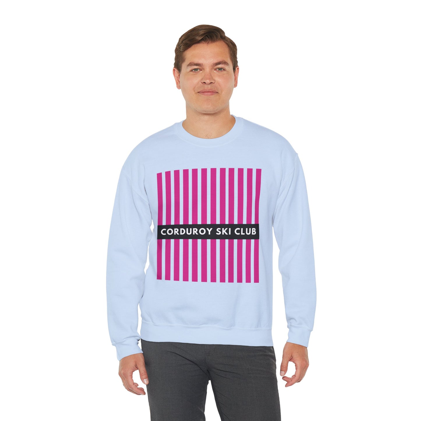 Corduroy Ski Club Pink logo Crewneck Sweatshirt