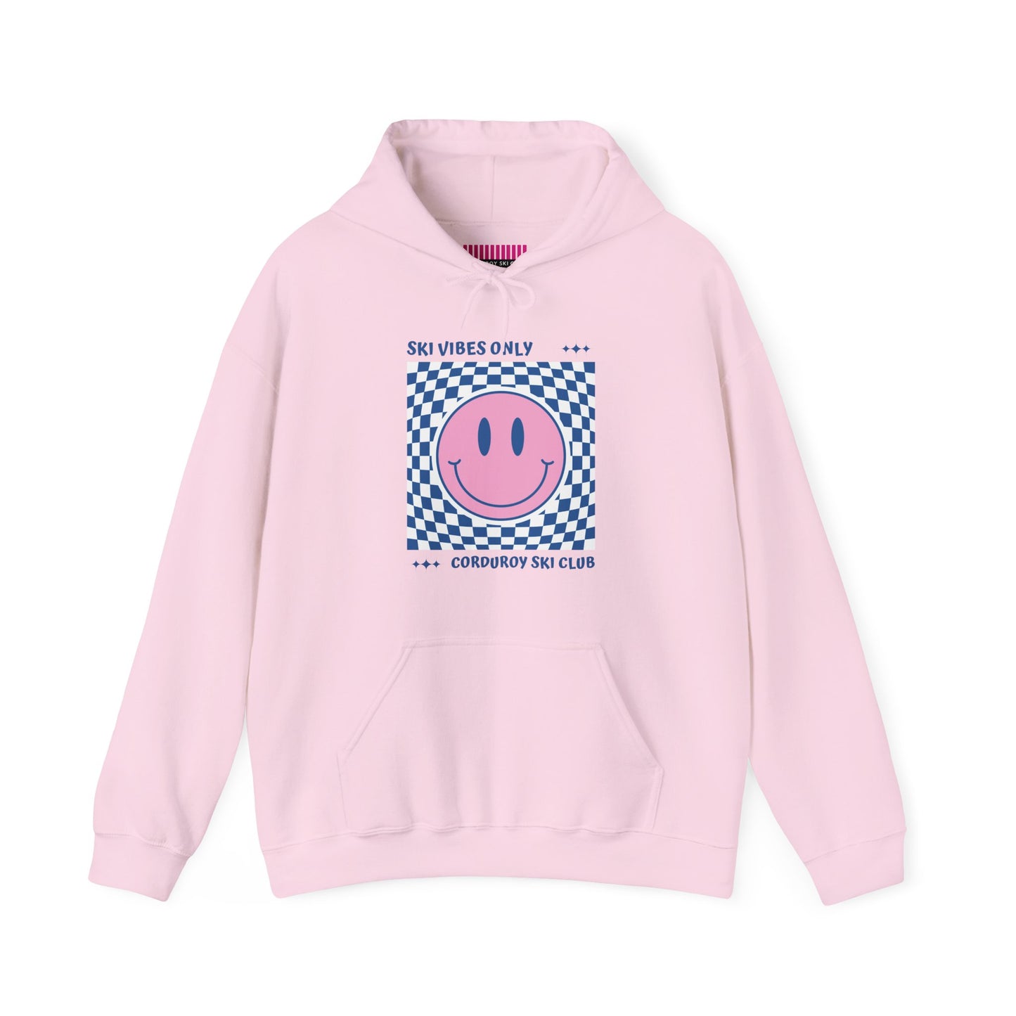 Ski Vibes Only Pink Smiley Face Hoodie Sweatshirt