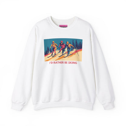 Three Skiers I'd Rather be Skiing Crewneck Sweatshirt