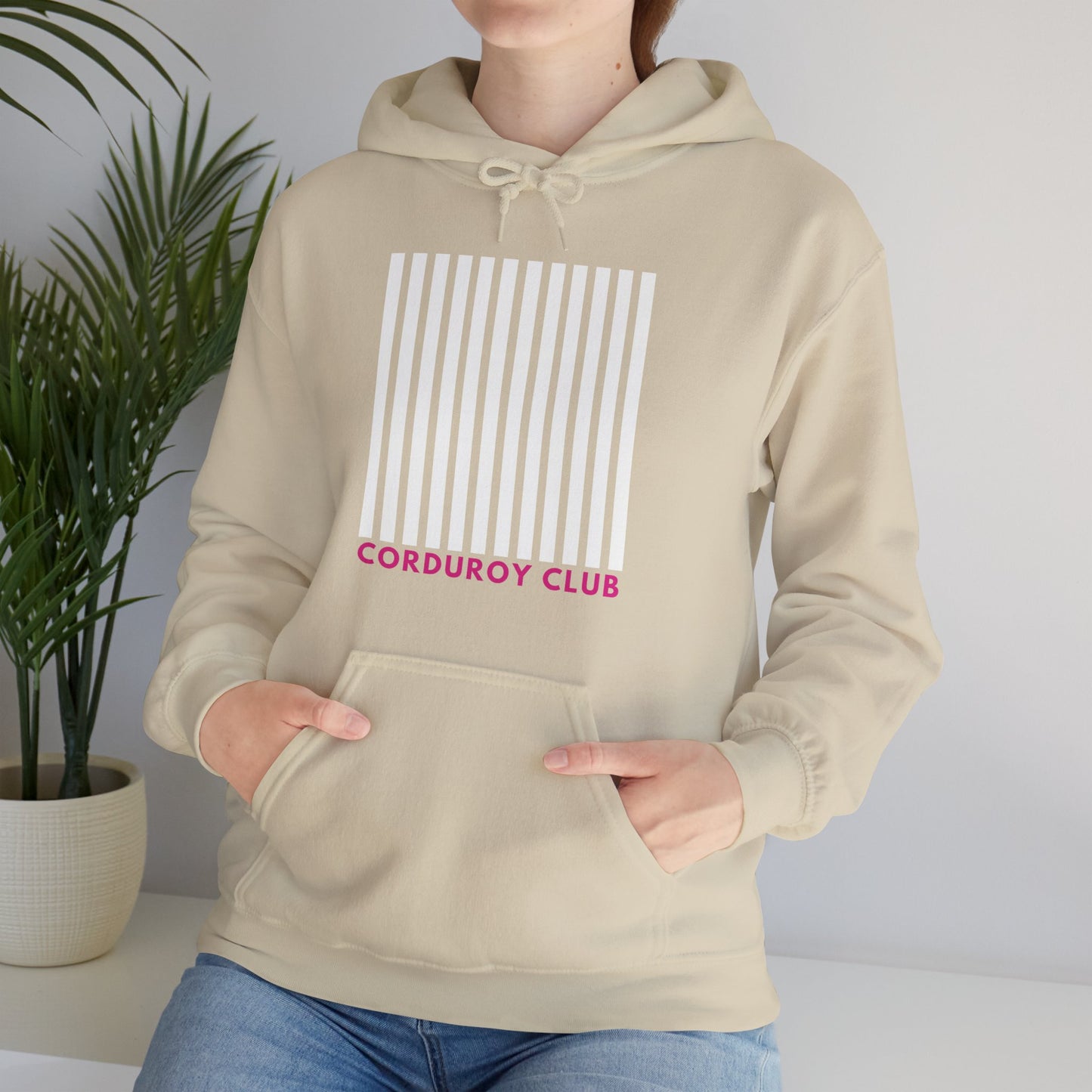 Corduroy Club White Logo Hoodie Sweatshirt