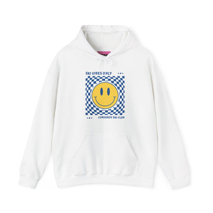 Ski Vibes Only Yellow Smiley Face Hoodie Sweatshirt