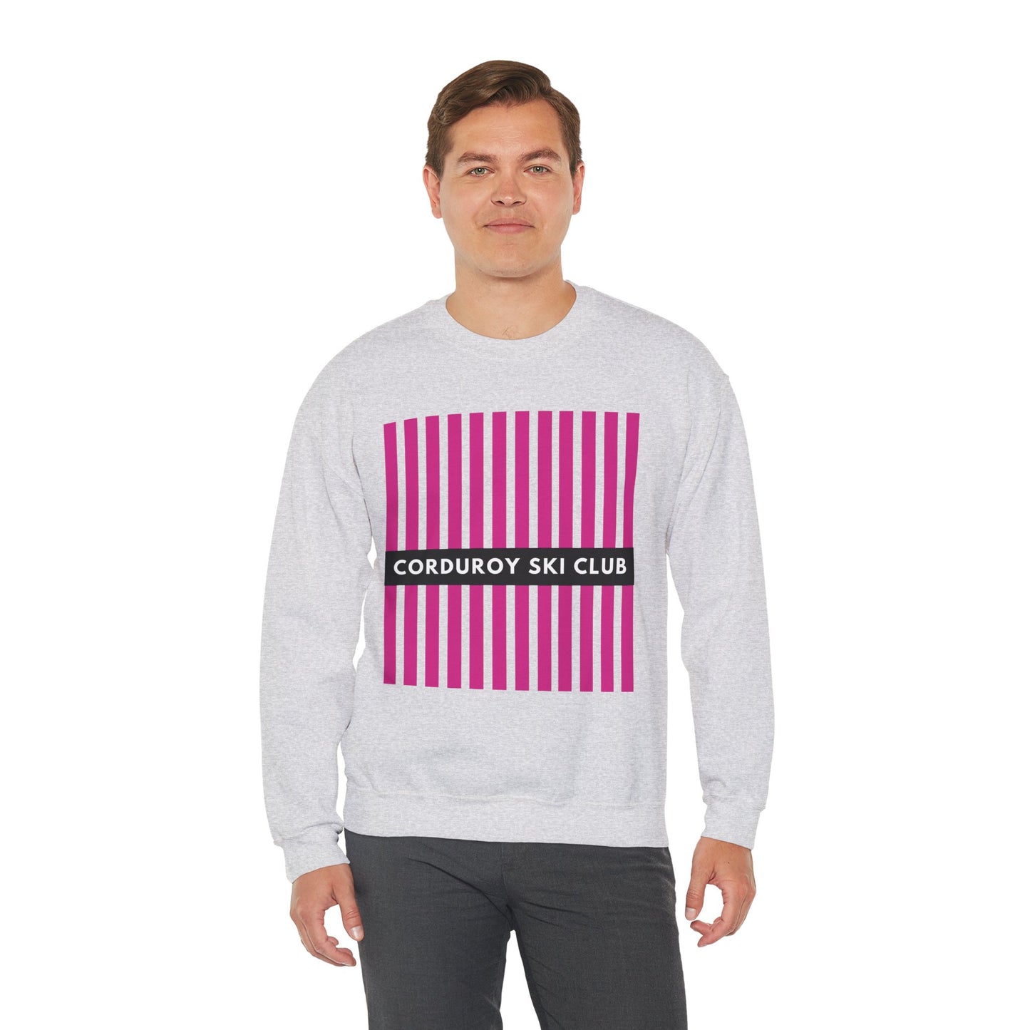 Corduroy Ski Club Pink logo Crewneck Sweatshirt